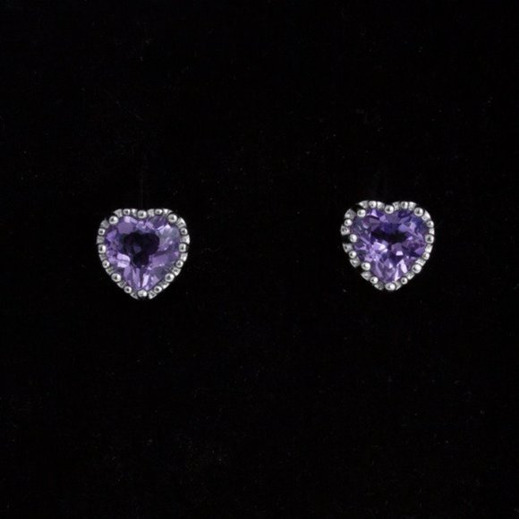 Natural Amethyst Sterling Silver Earrings - Picture 3 of 3